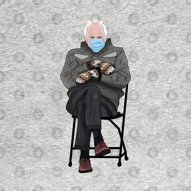 Bernie Sanders Sitting on a Chair Wearing Mittens Meme by Barnyardy